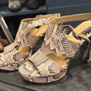 Naturalizer Snakeskin Open-Toe Heels